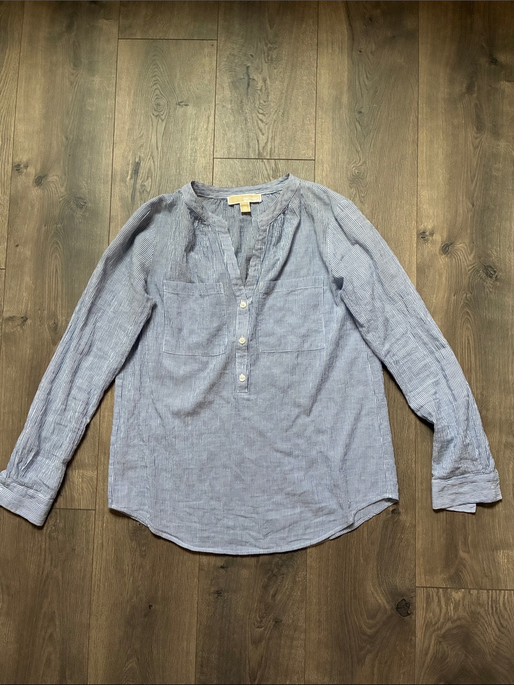 MICHAEL Michael Kors Pale Blue Long Sleeve Henley Top